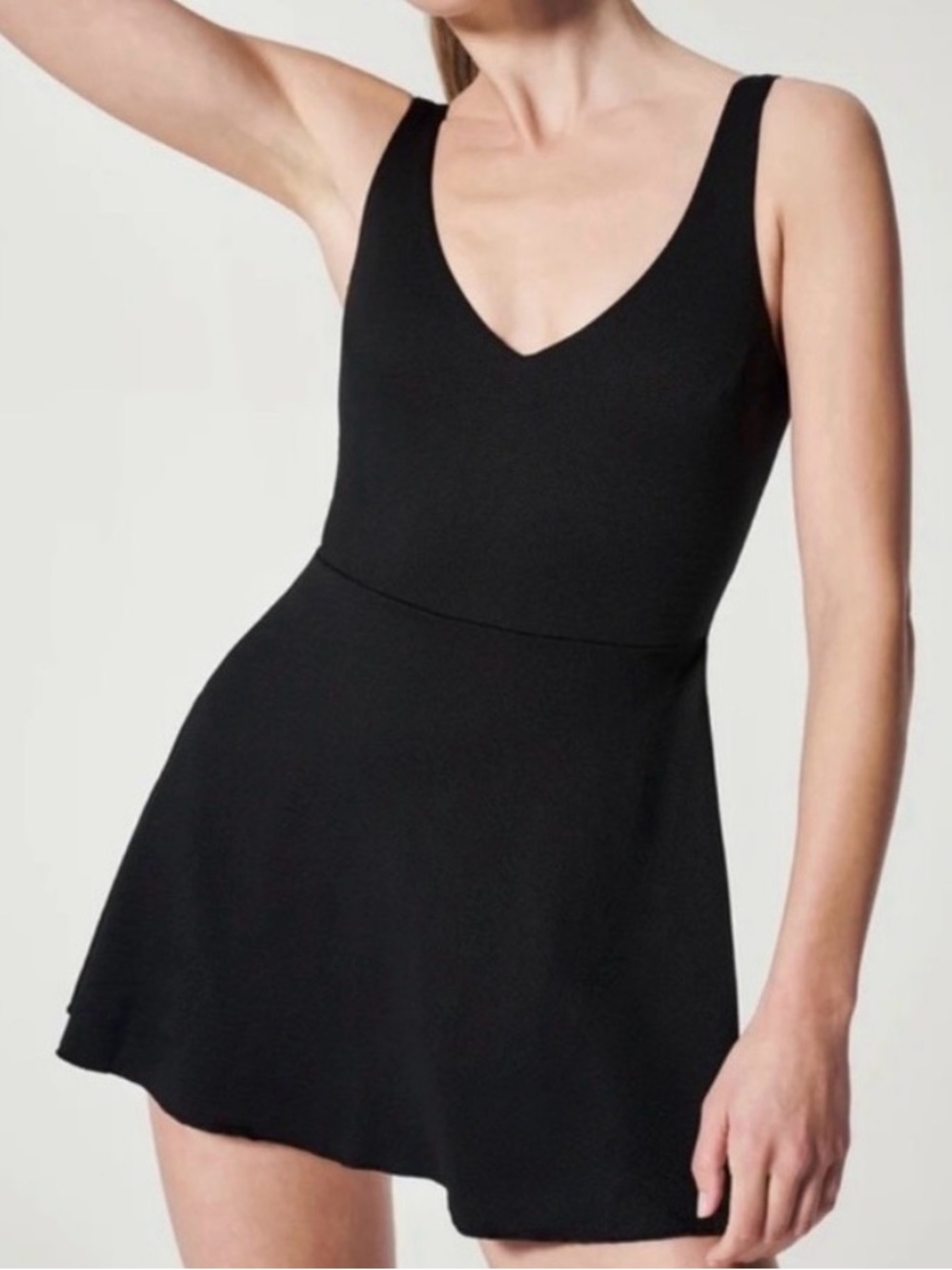 SPANX shaping pique Black V-Neck One-Piece Swim Dress size large nwt - Picture 15 of 16